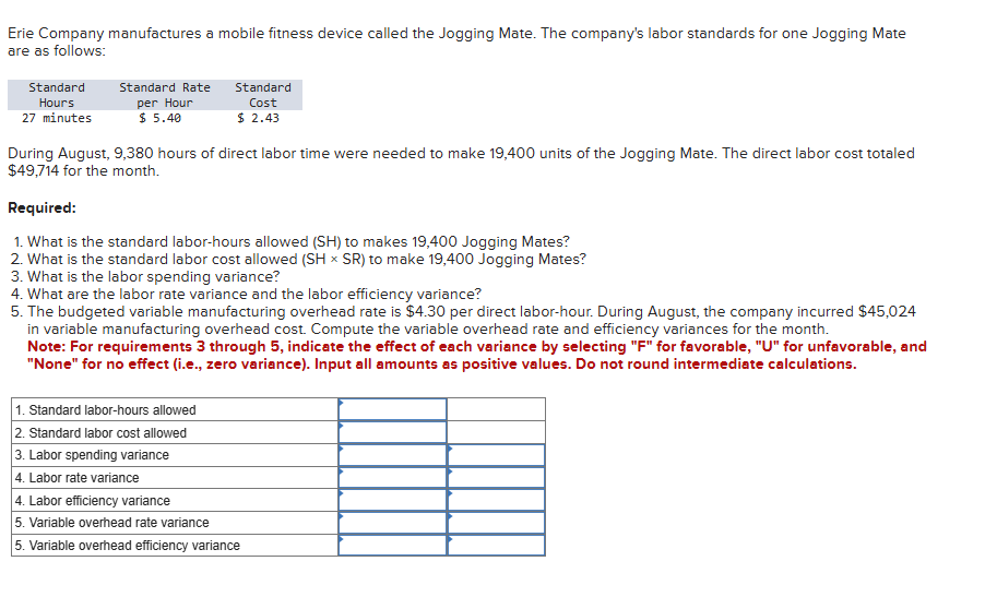 Erie Company manufactures a mobile fitness device