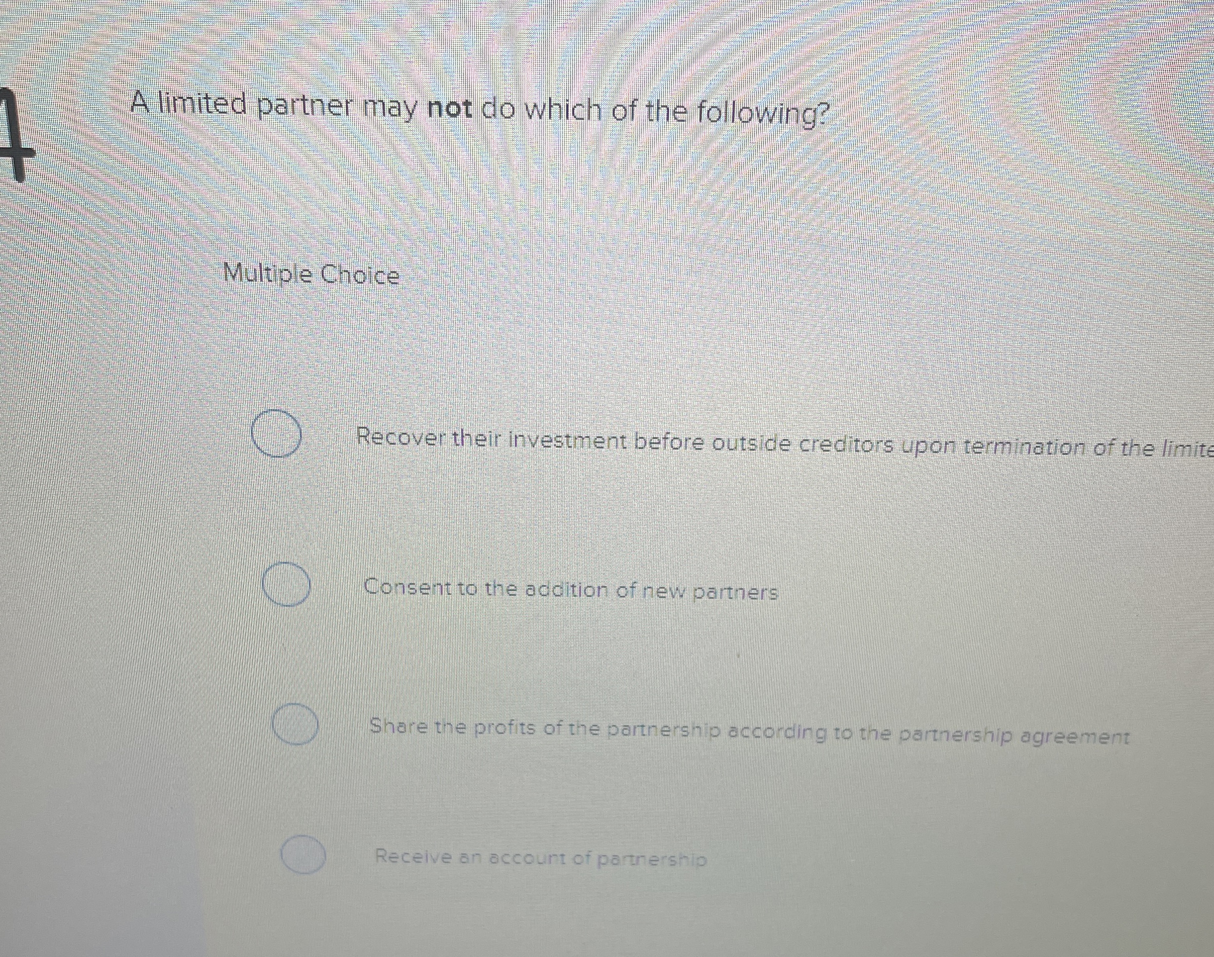 A limited partner may not do which of the