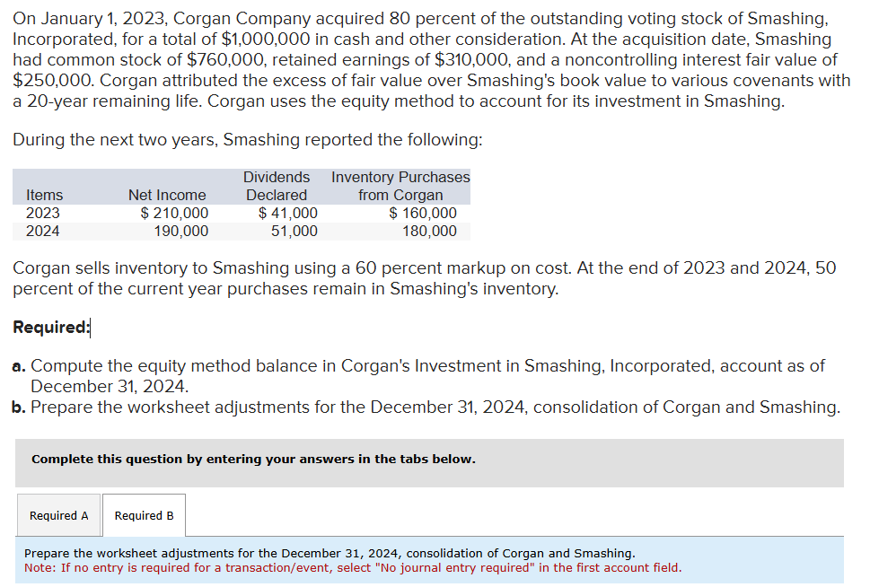 On January 1 , 2 0 2 3 , Corgan Company acquired