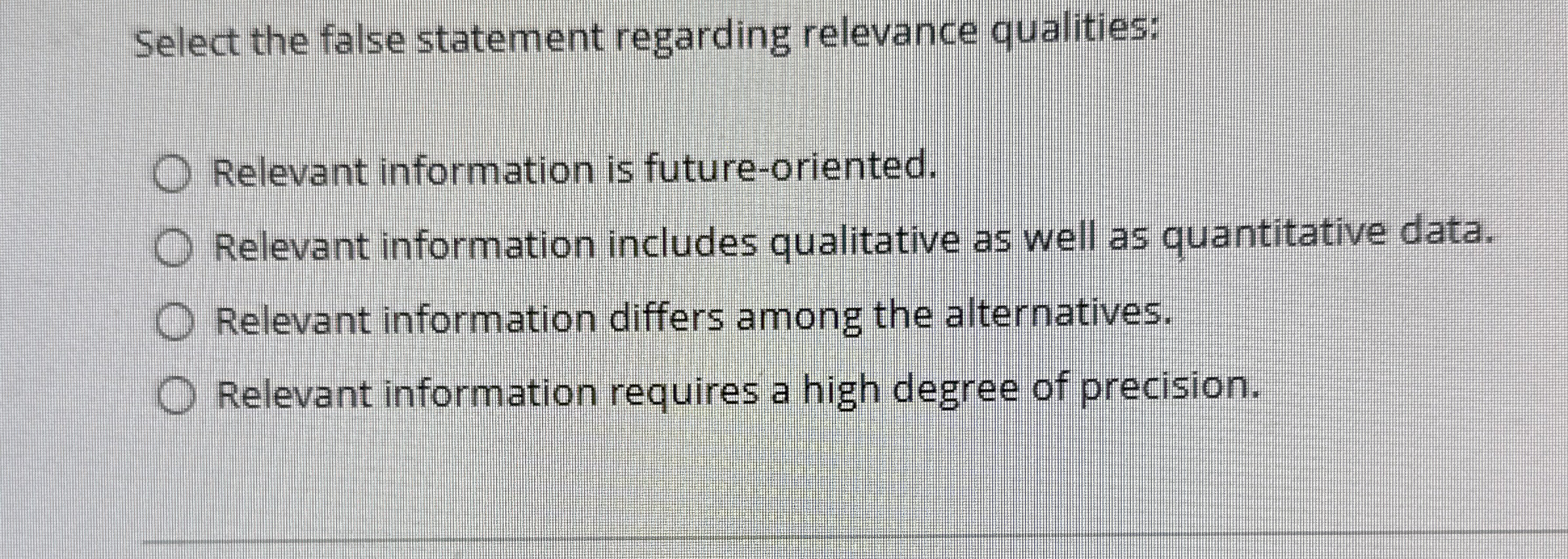 Select the false statement regarding relevance