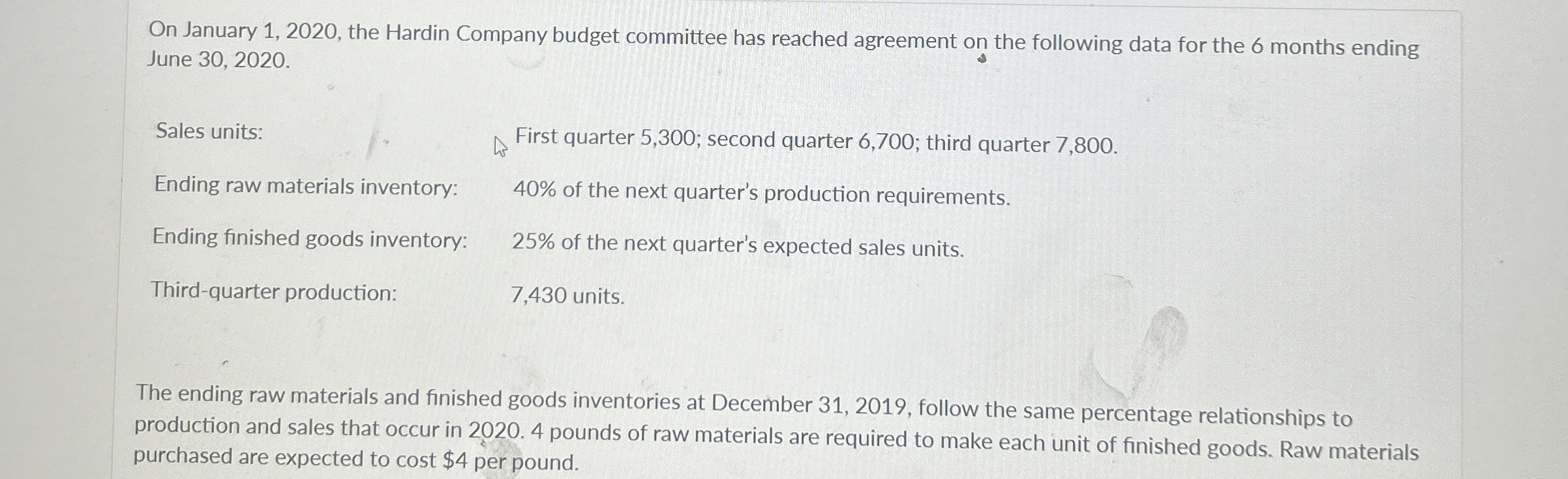 On January 1 , 2 0 2 0 , the Hardin Company
