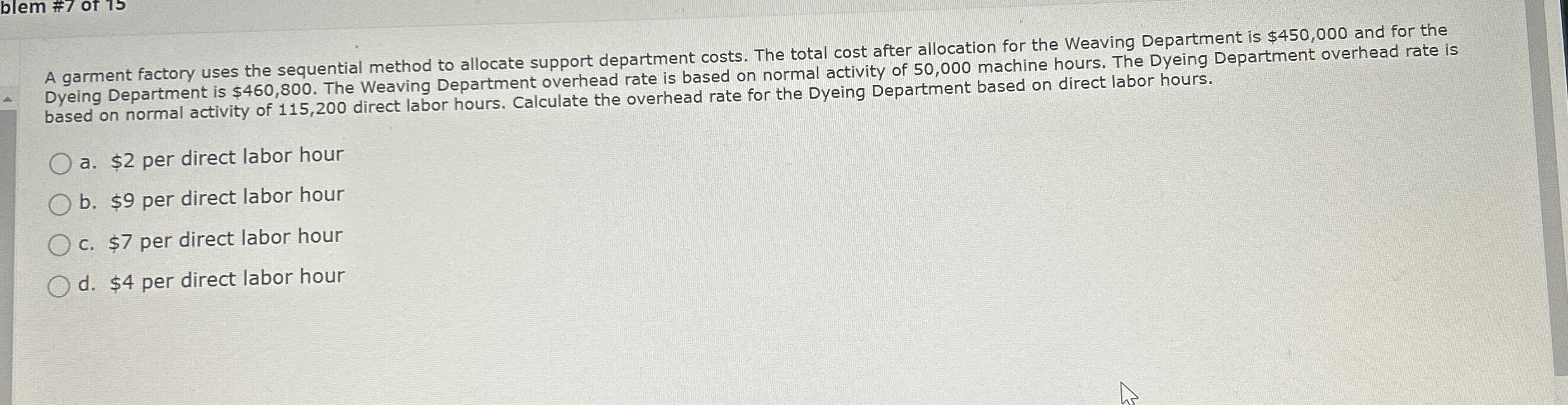 A garment factory uses the sequential method to