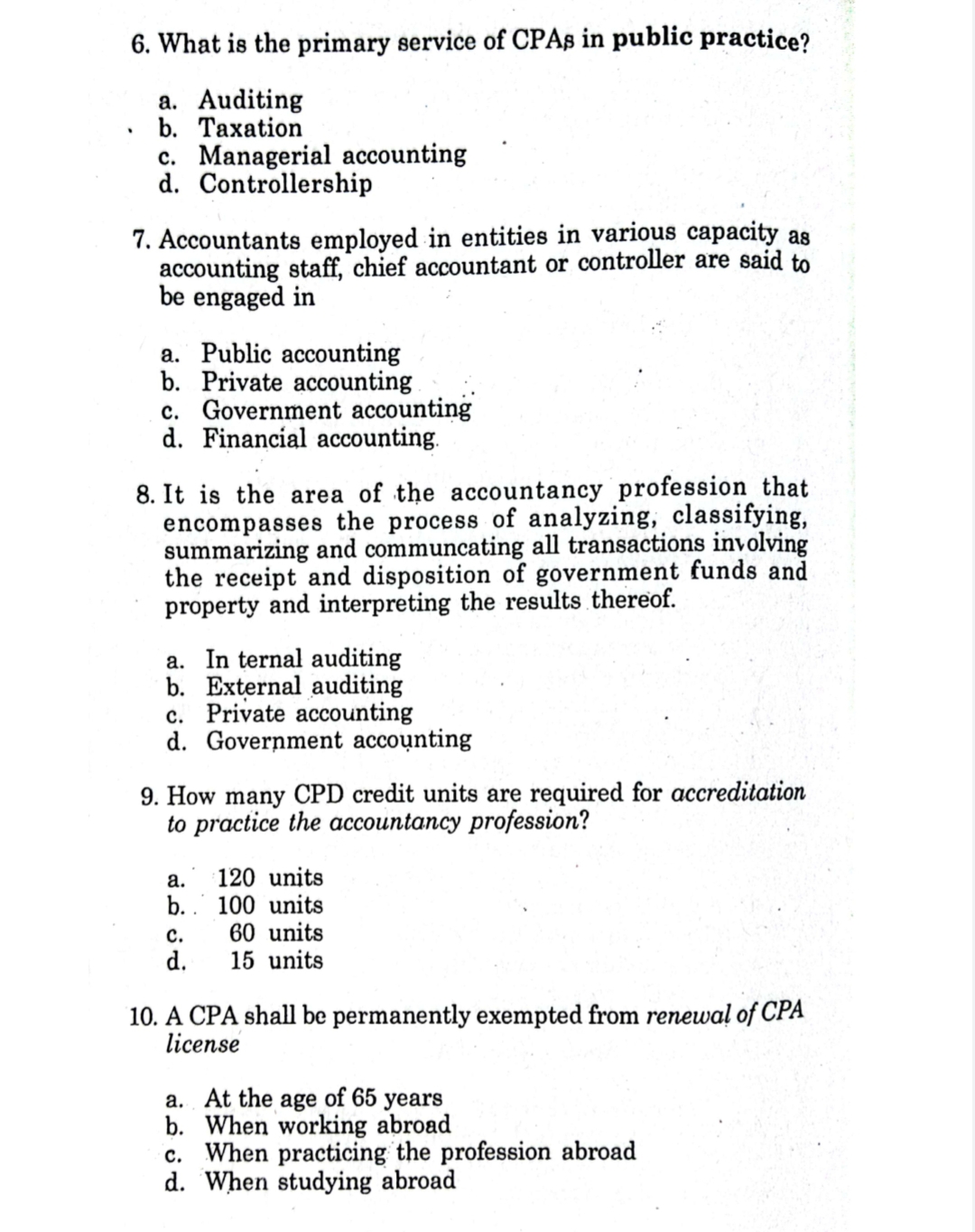 Problem 1-3 Multiple choice (ACP) 1. What is the