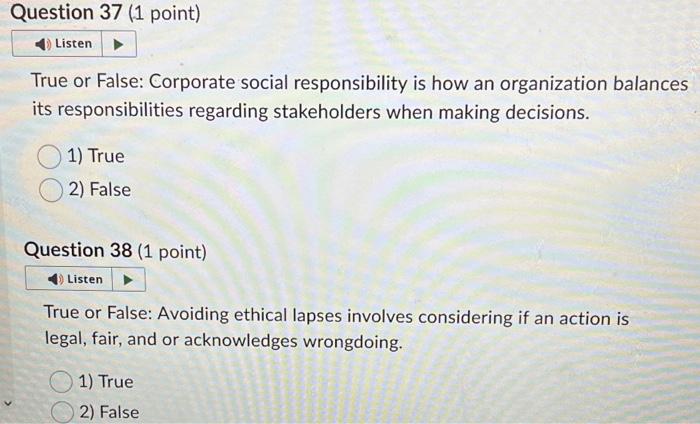 Question 31 (1 point) Listen True or False: