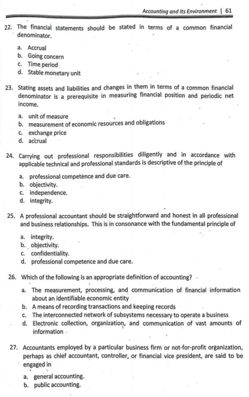 Problem 1-3 Multiple choice (ACP) 1. What is the