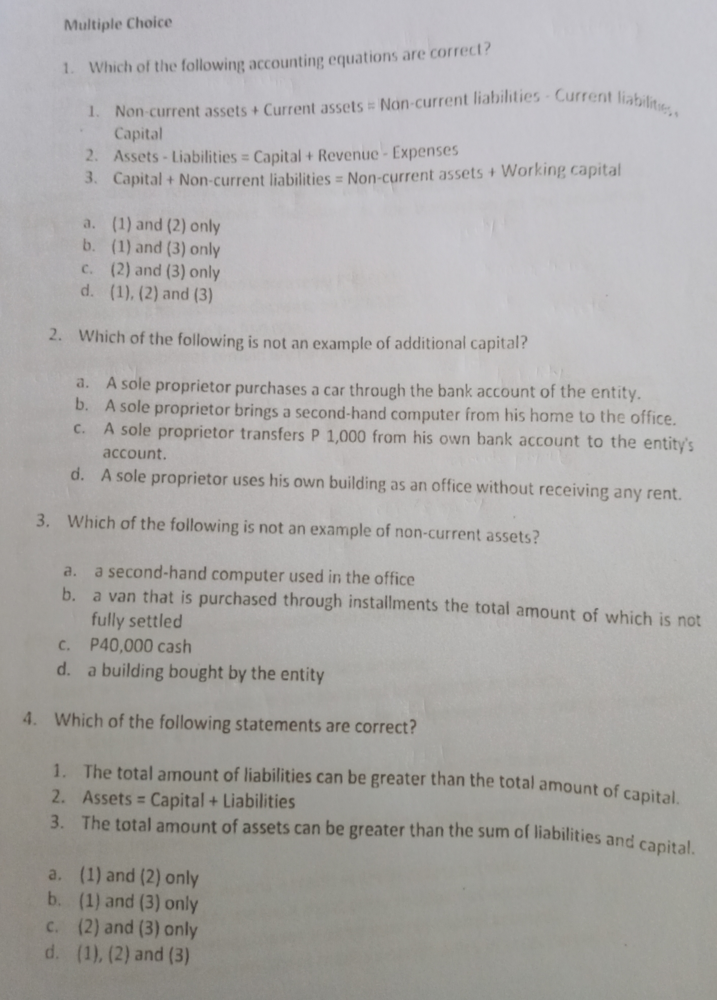 Problem 1-3 Multiple choice (ACP) 1. What is the