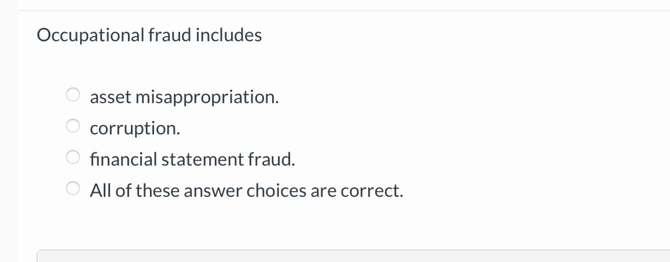Occupational fraud includes asset