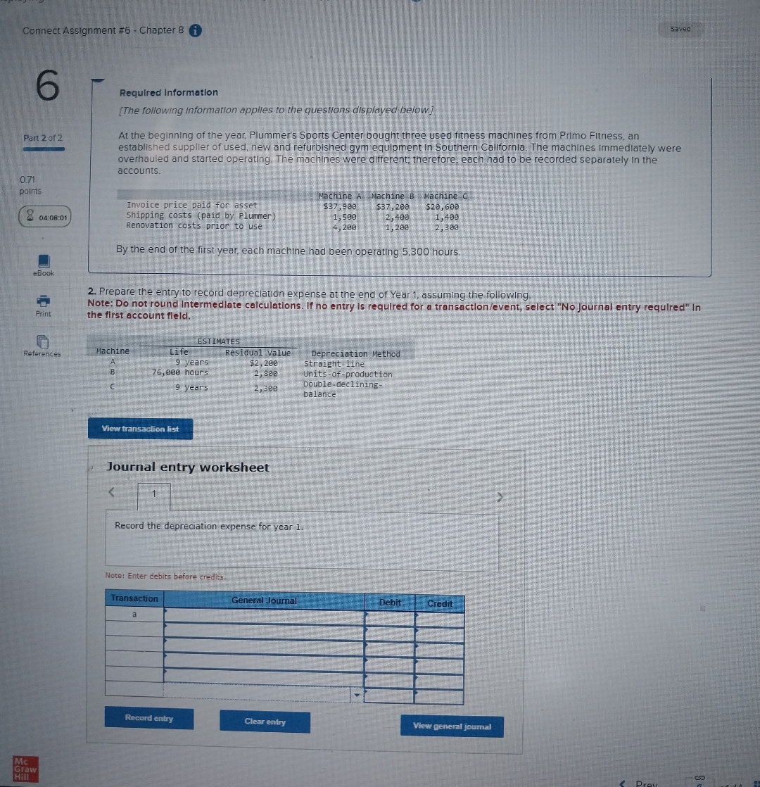 Connect Assignment # 6 - Chapter 8 Saved i )