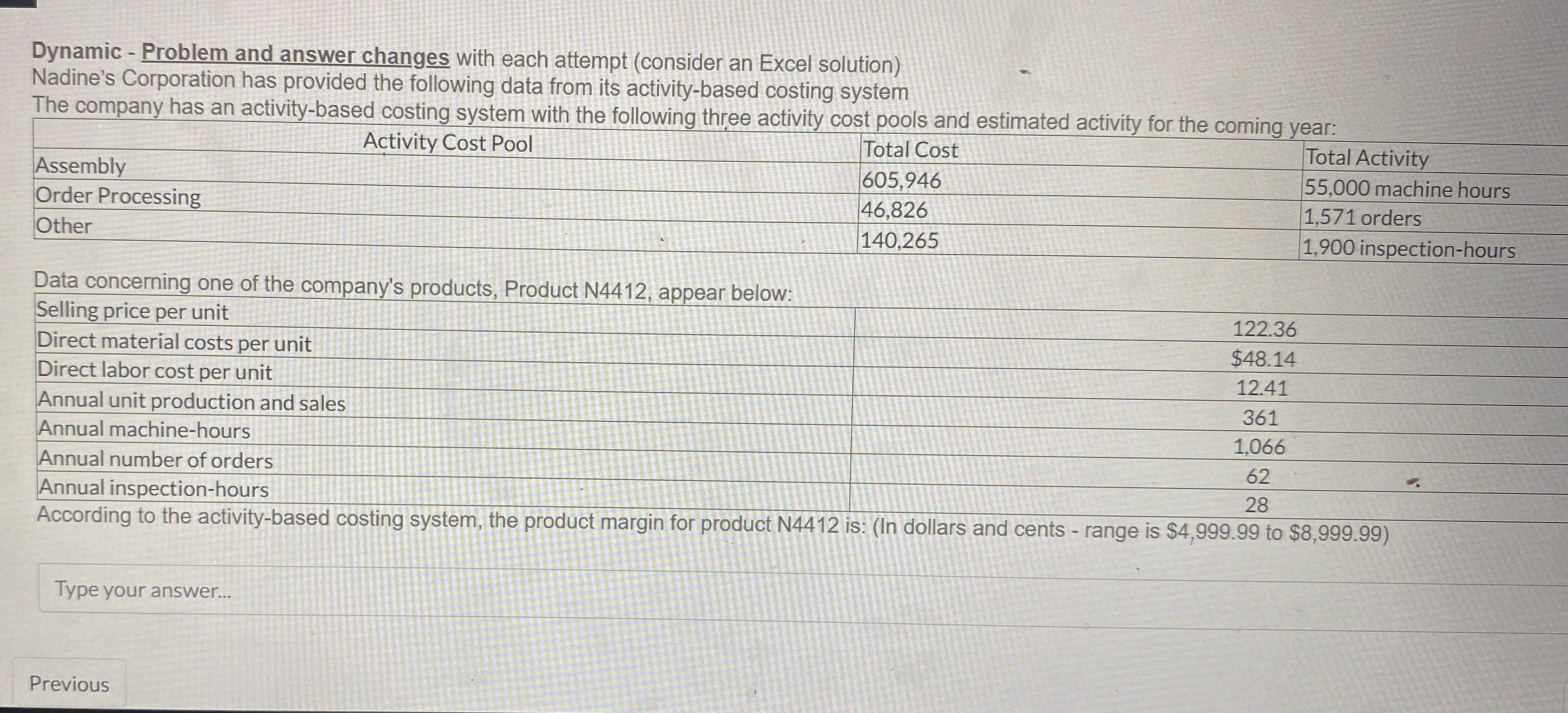 Dynamic - Problem and answer changes with each