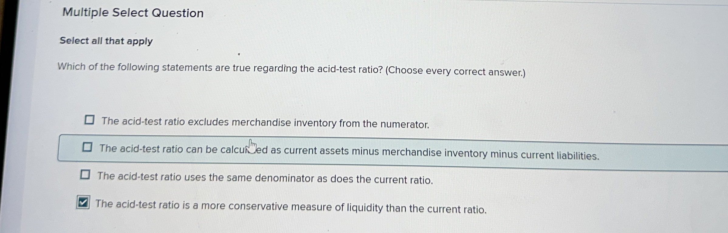 Multiple Select Question Select all that apply