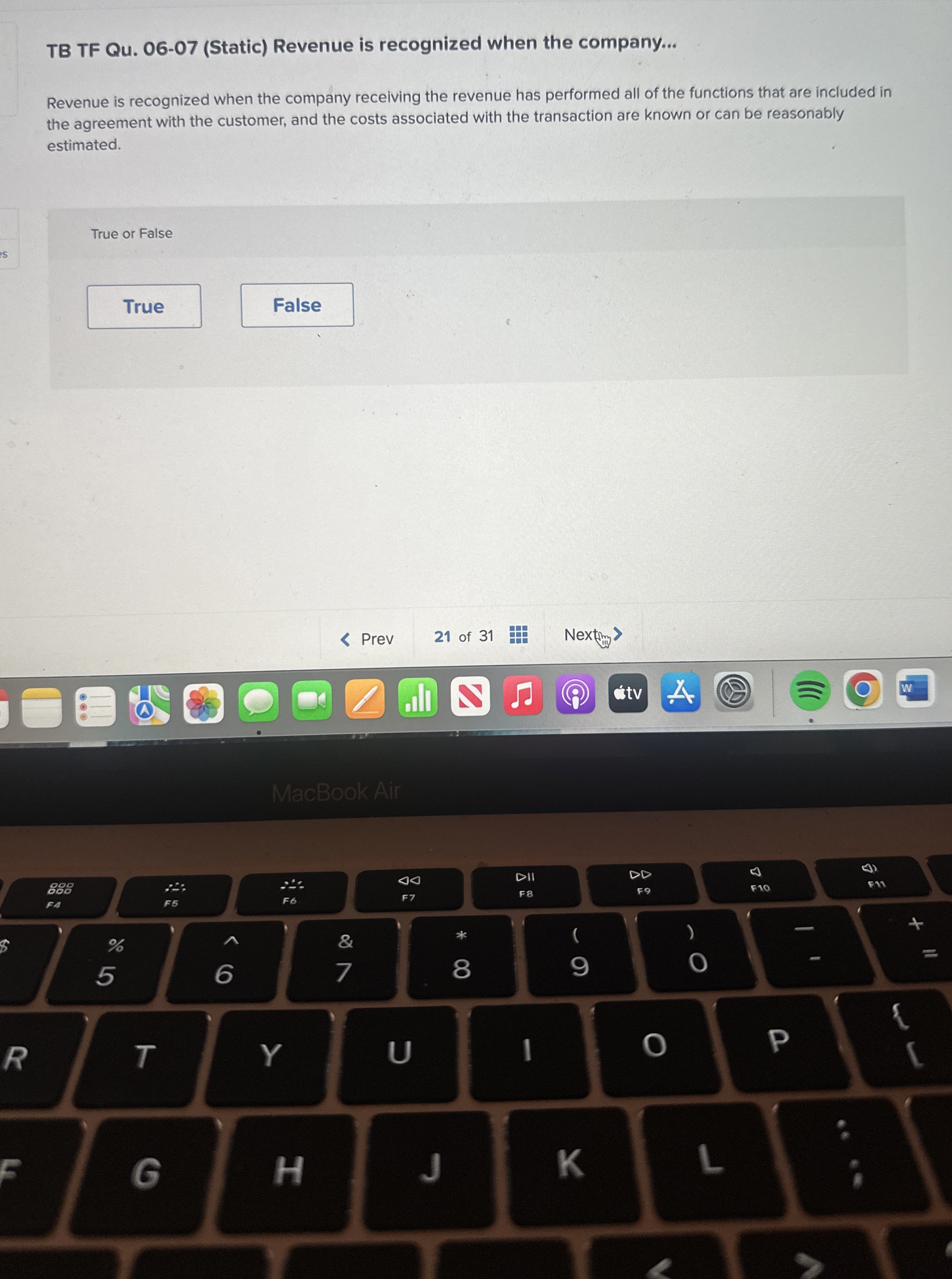 TB TF Qu . 0 6 - 0 7 ( Static ) Revenue is