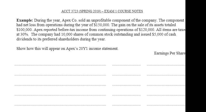 ACCT 3T23 SPRING 2019 EXAIVI 1 COURSE NOTES
