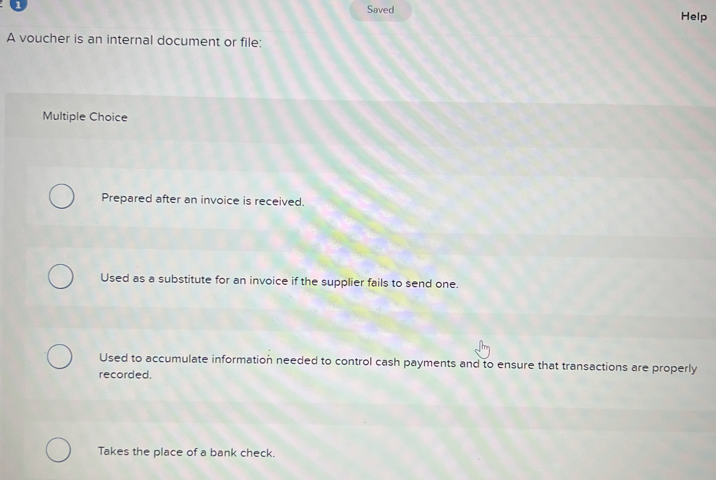 Saved A voucher is an internal document or file: