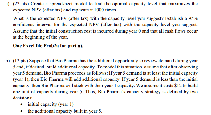 Please help solve Bio Pharma needs to detennine
