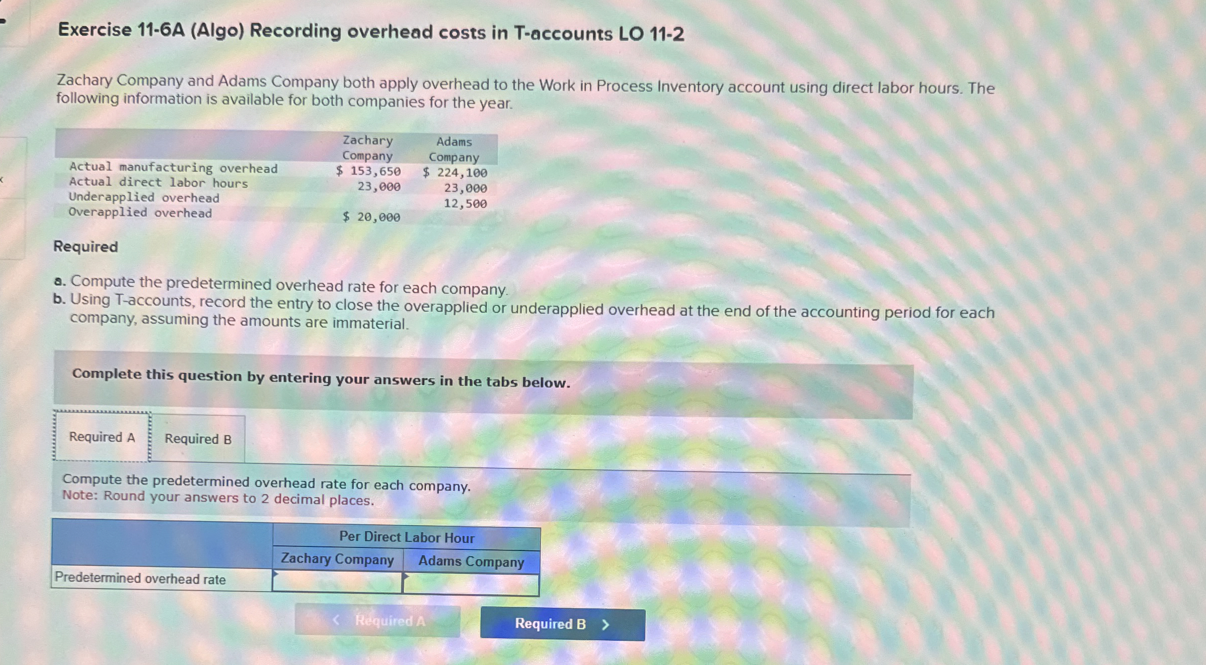 Exercise 1 1 - 6 A ( Algo ) Recording overhead