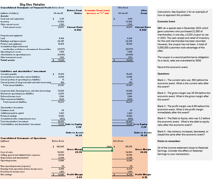 Question 2 0 The current ratio was . 9 9 2 before