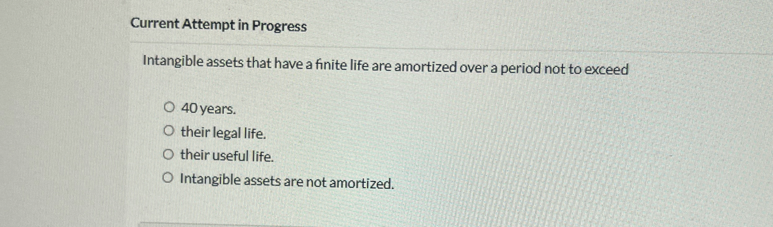 Current Attempt in Progress Intangible assets