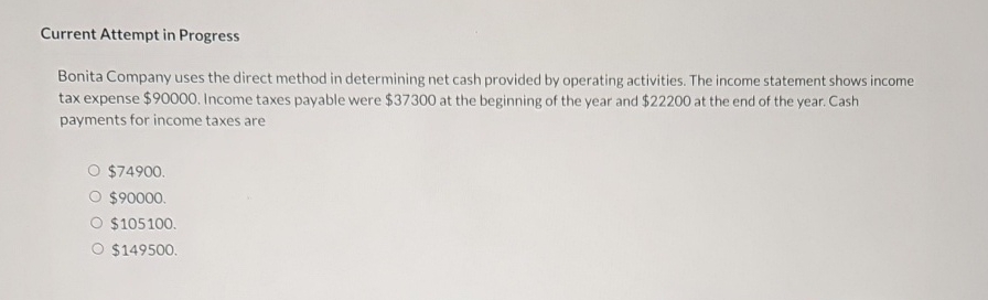 Current Attempt in Progress Bonita Company uses