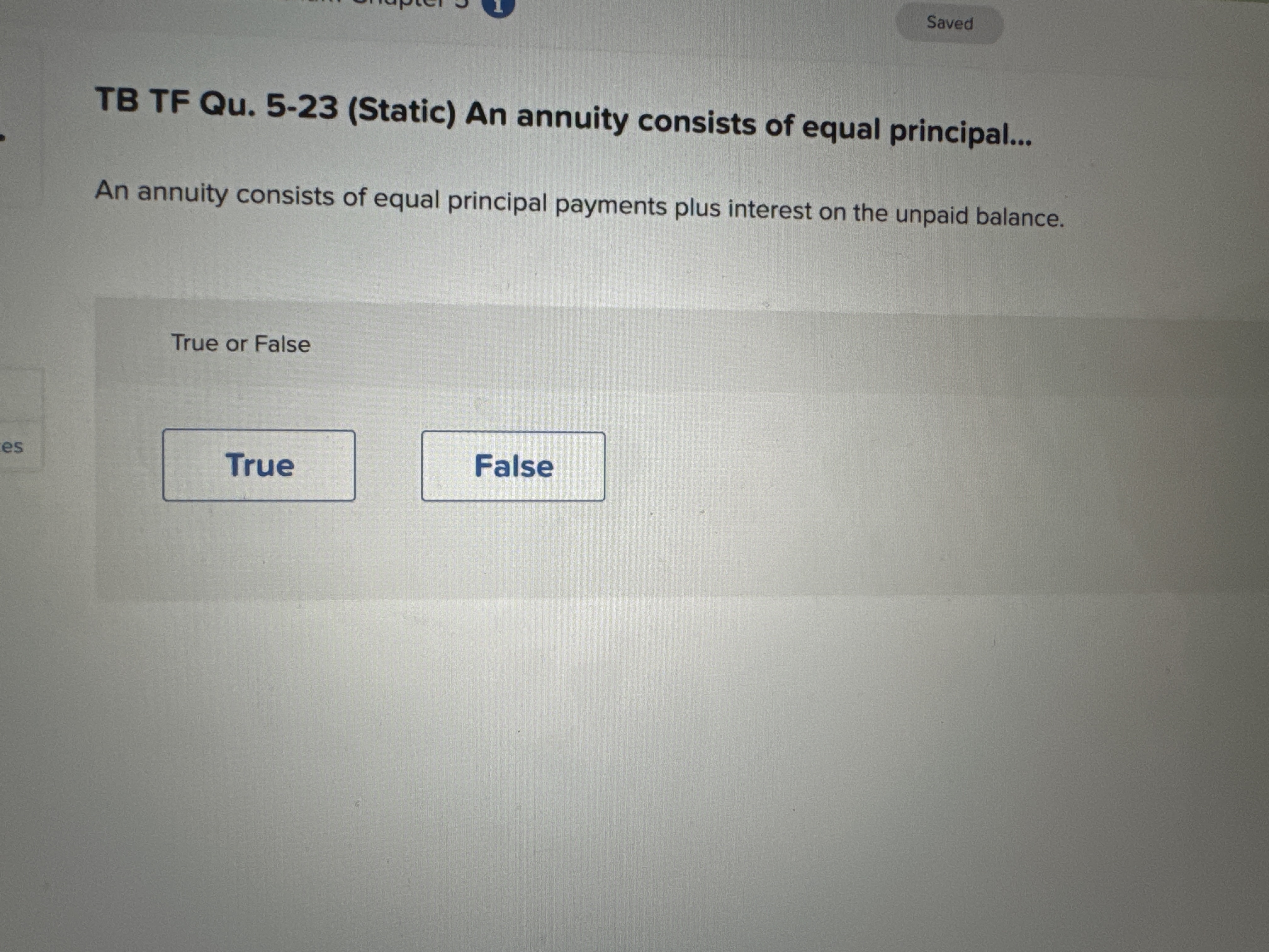 TB TF Qu . 5 - 2 3 ( Static ) An annuity consists