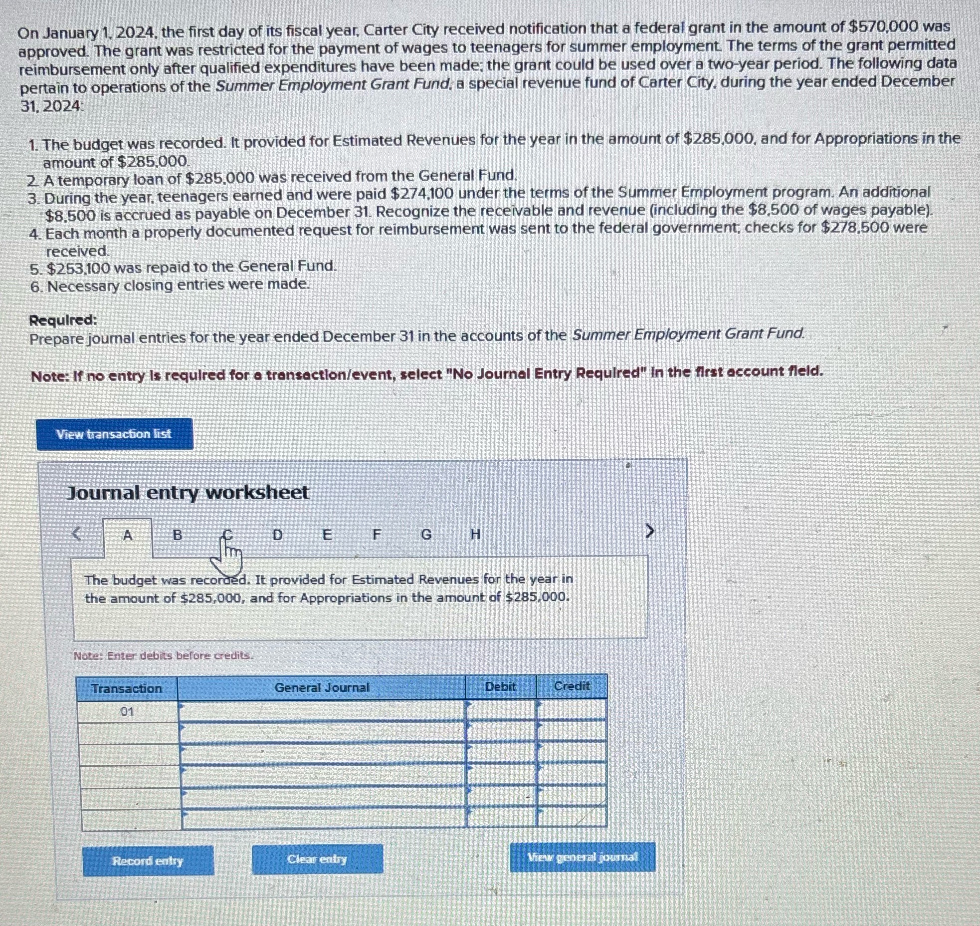 Please do journal entries one through six On