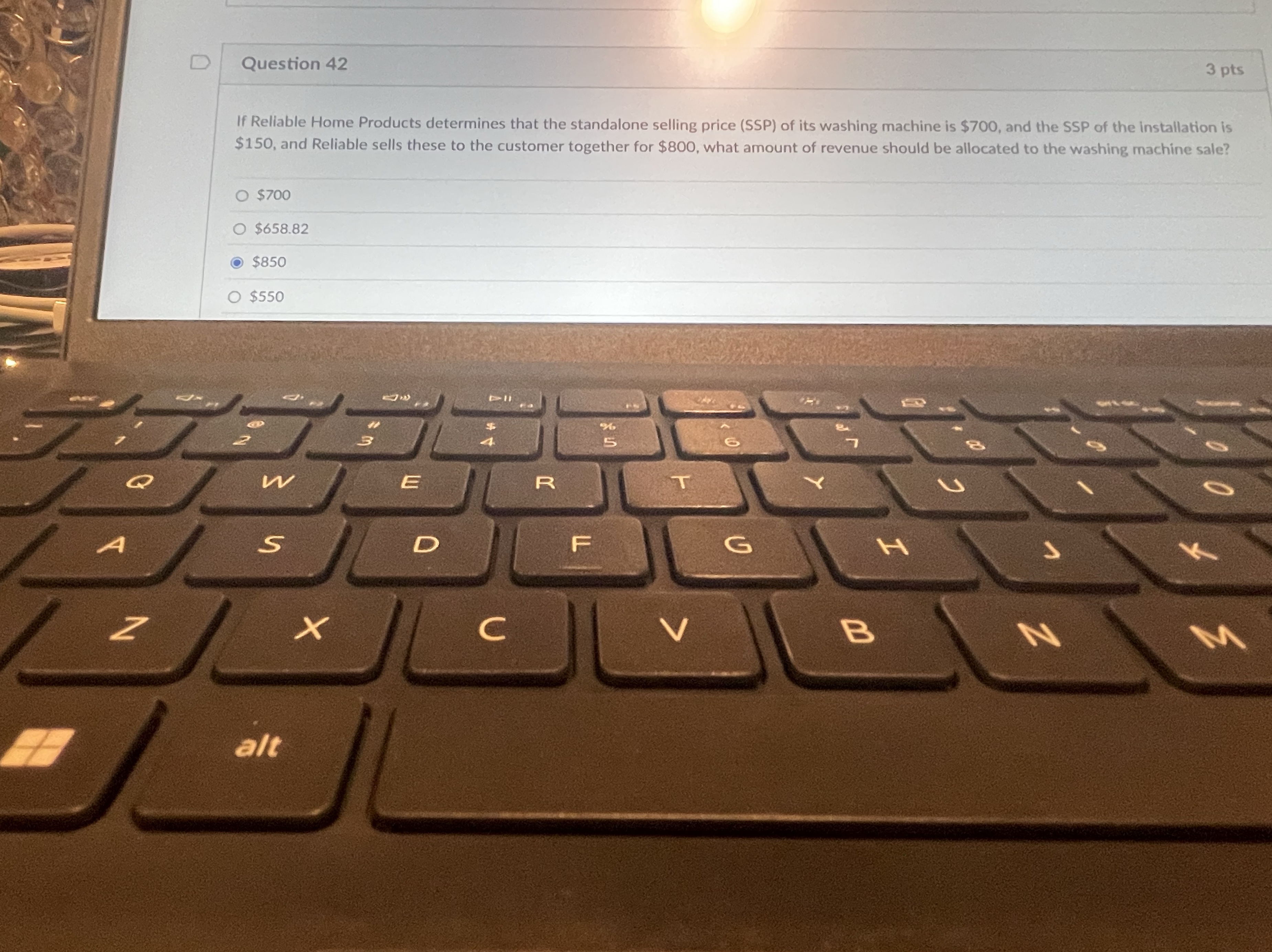 Question 4 2 3 pts If Reliable Home Products