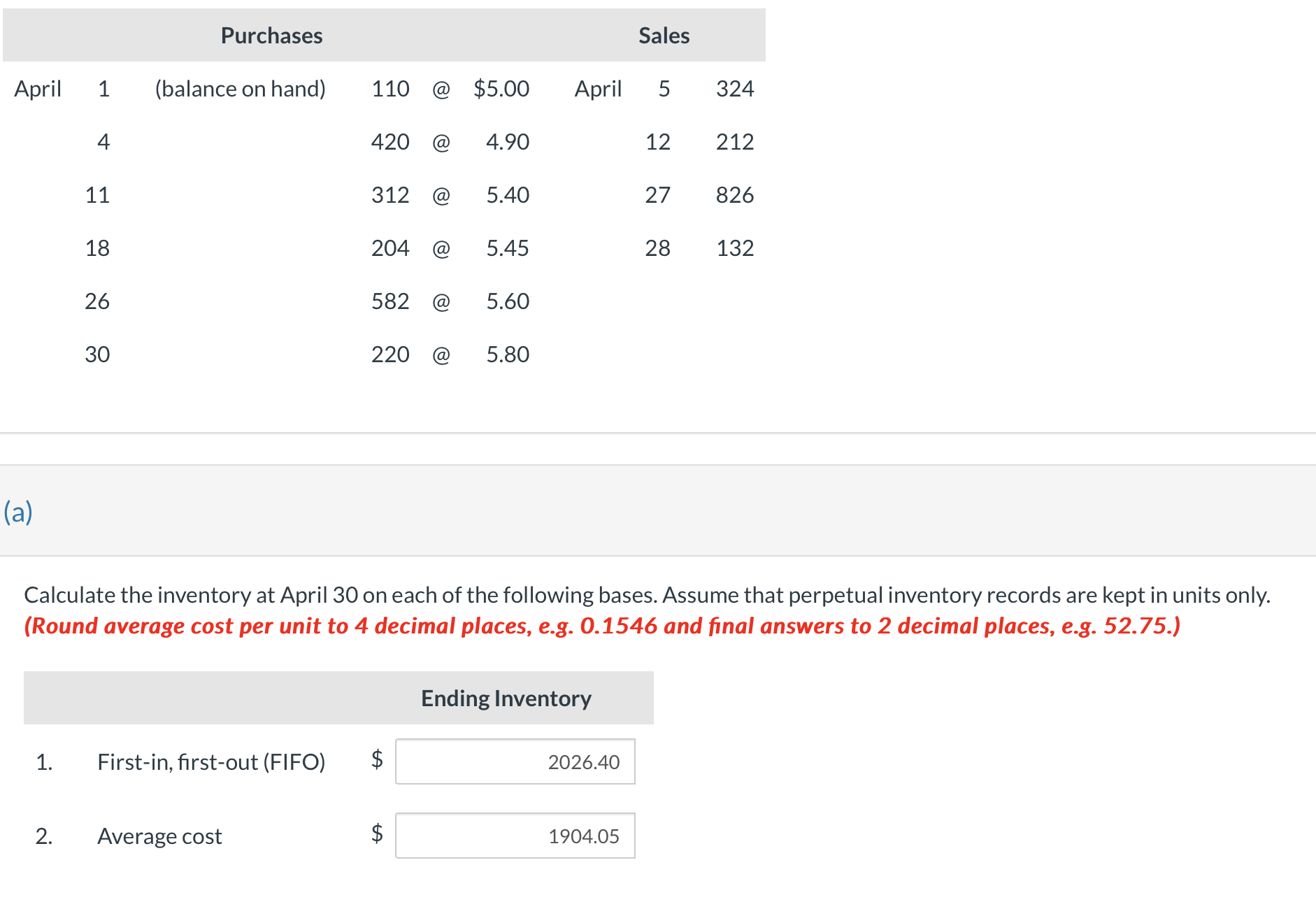 send to experts ( a ) Calculate the inventory at