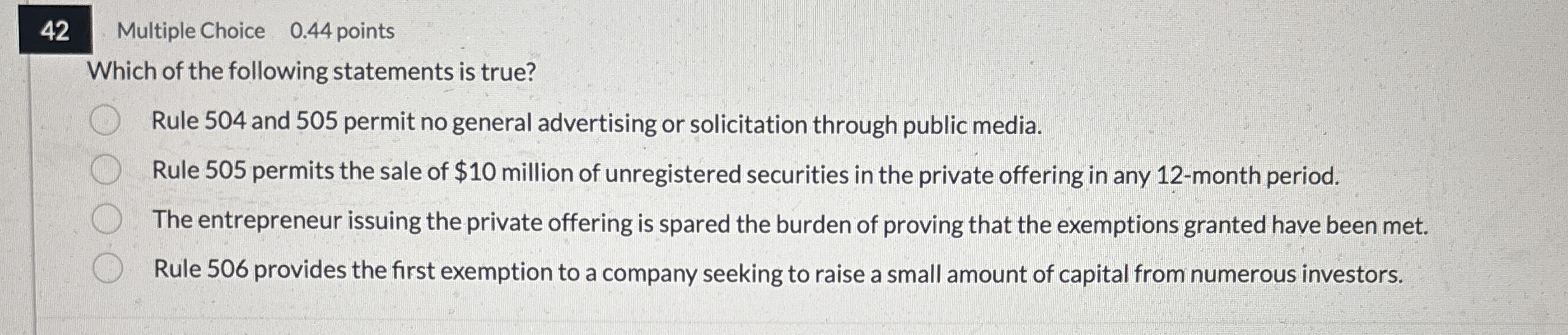 4 2 Multiple Choice 0 . 4 4 points Which of the