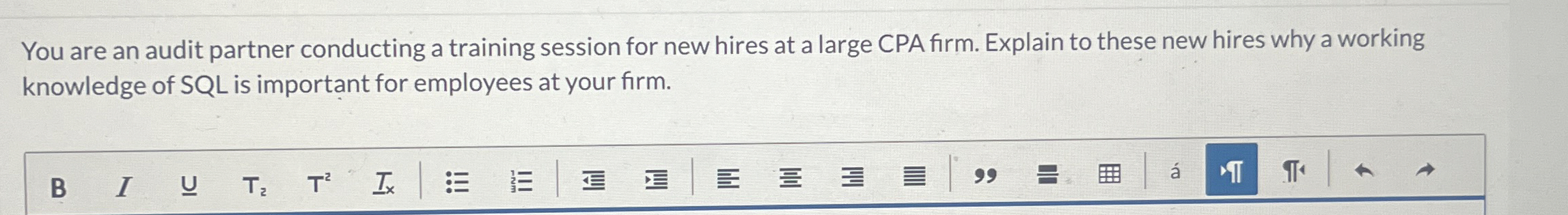 You are an audit partner conducting a training