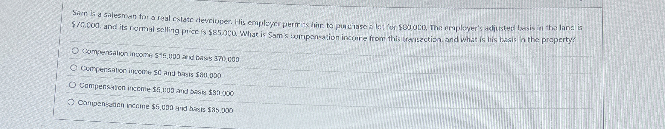 Sam is a salesman for a real estate developer.