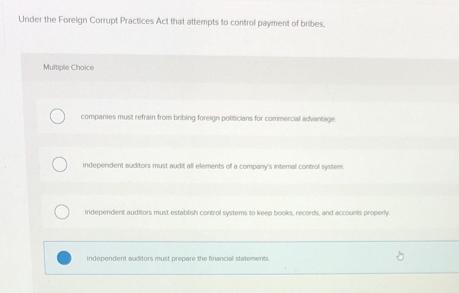 Under the Foreign Corrupt Practices Act that