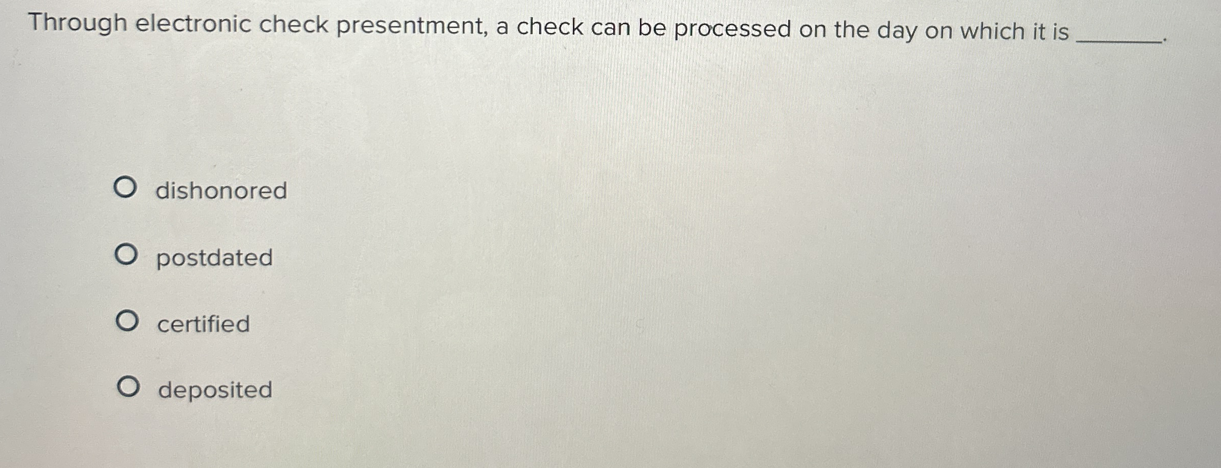 Through electronic check presentment, a check can
