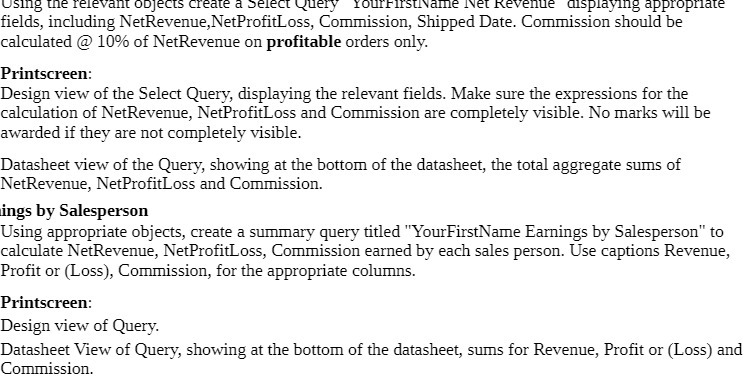 Using the relevant objects create a Select Query