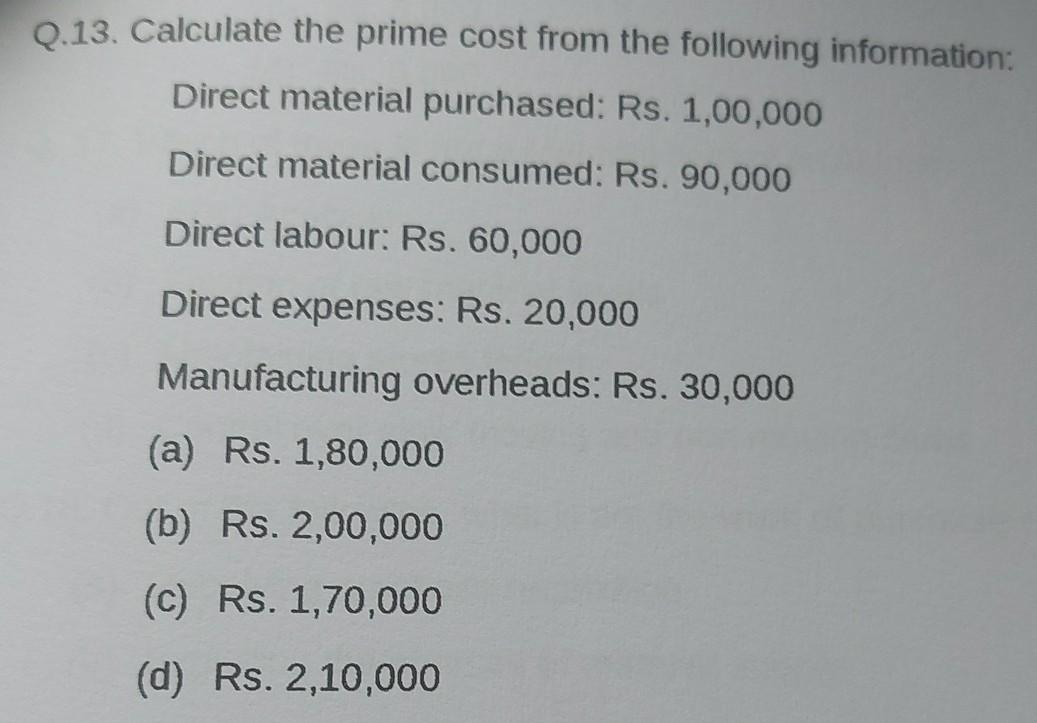 calculate Prime cost from the following