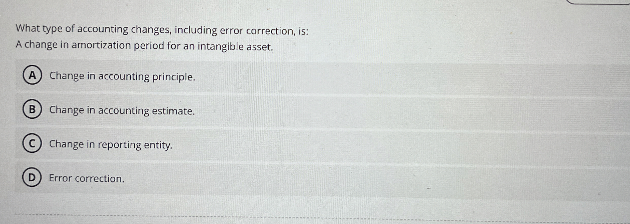 What type of accounting changes, including error