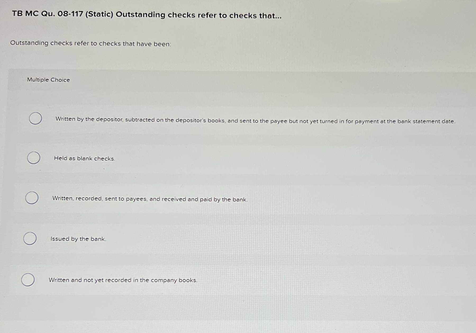 TB MC Qu . 0 8 - 1 1 7 ( Static ) Outstanding