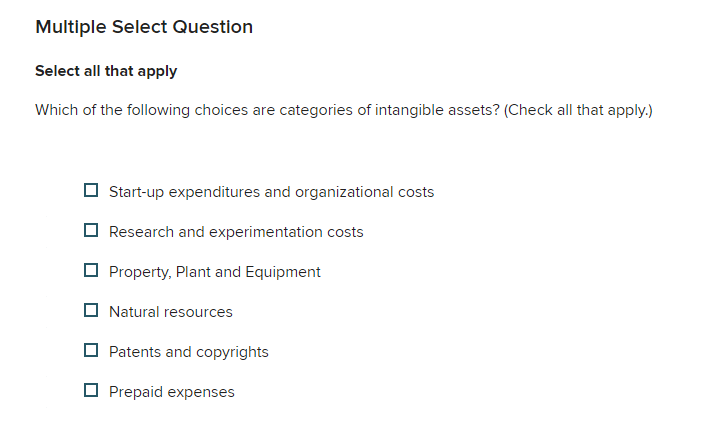 Multiple Select Question Select all that apply
