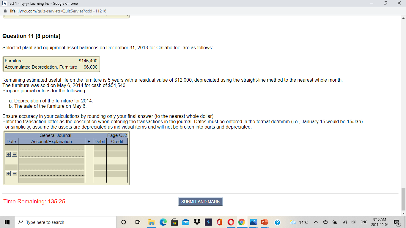 Ly Test 1 ~ Lyryx Learning Inc - Google Chrome -