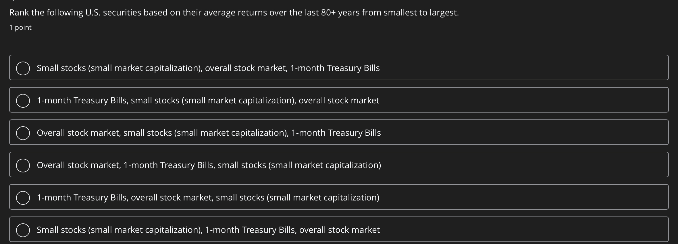 Suppose you have two assets, each has a standard