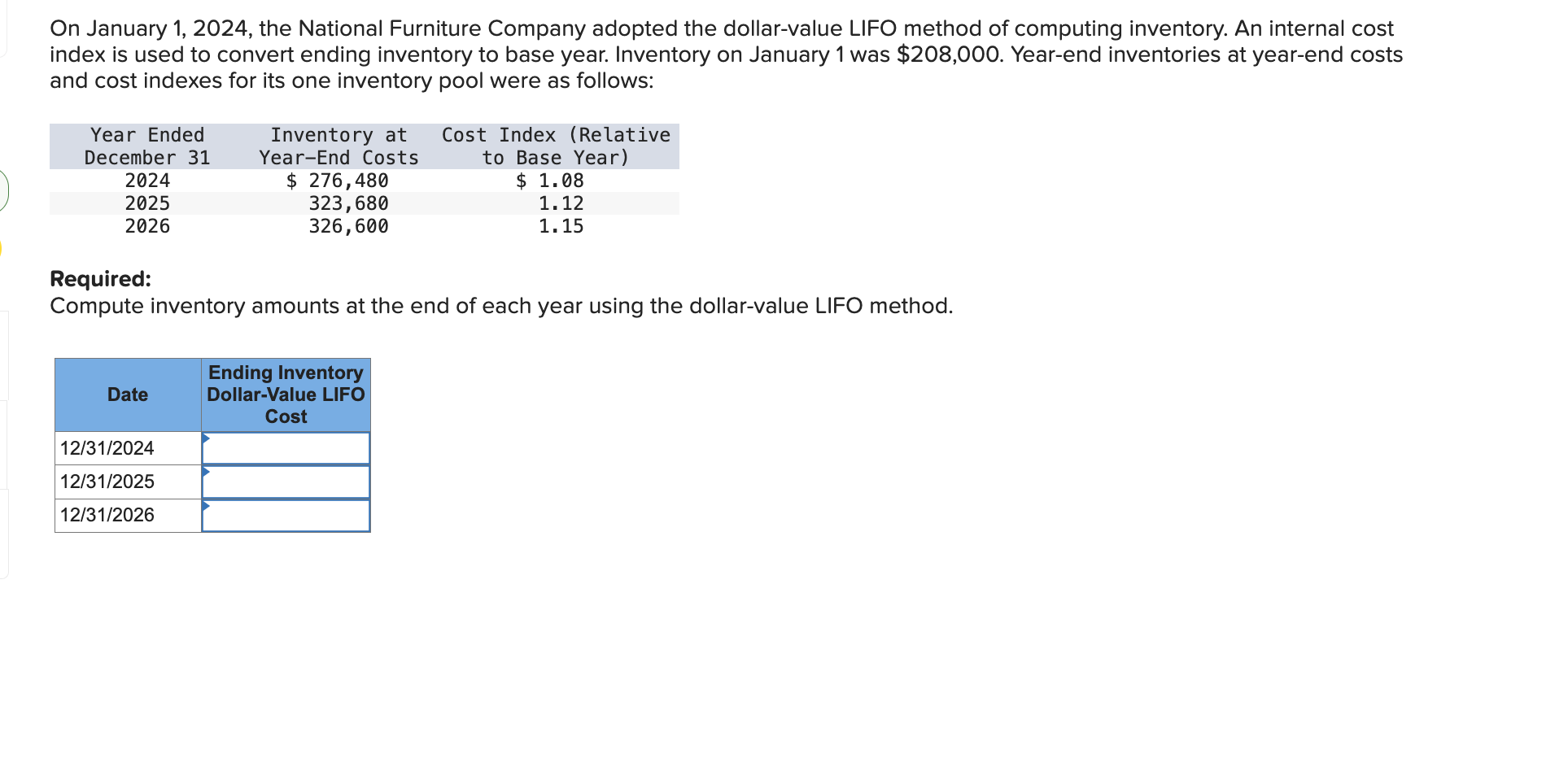 On January 1 , 2 0 2 4 , the National Furniture