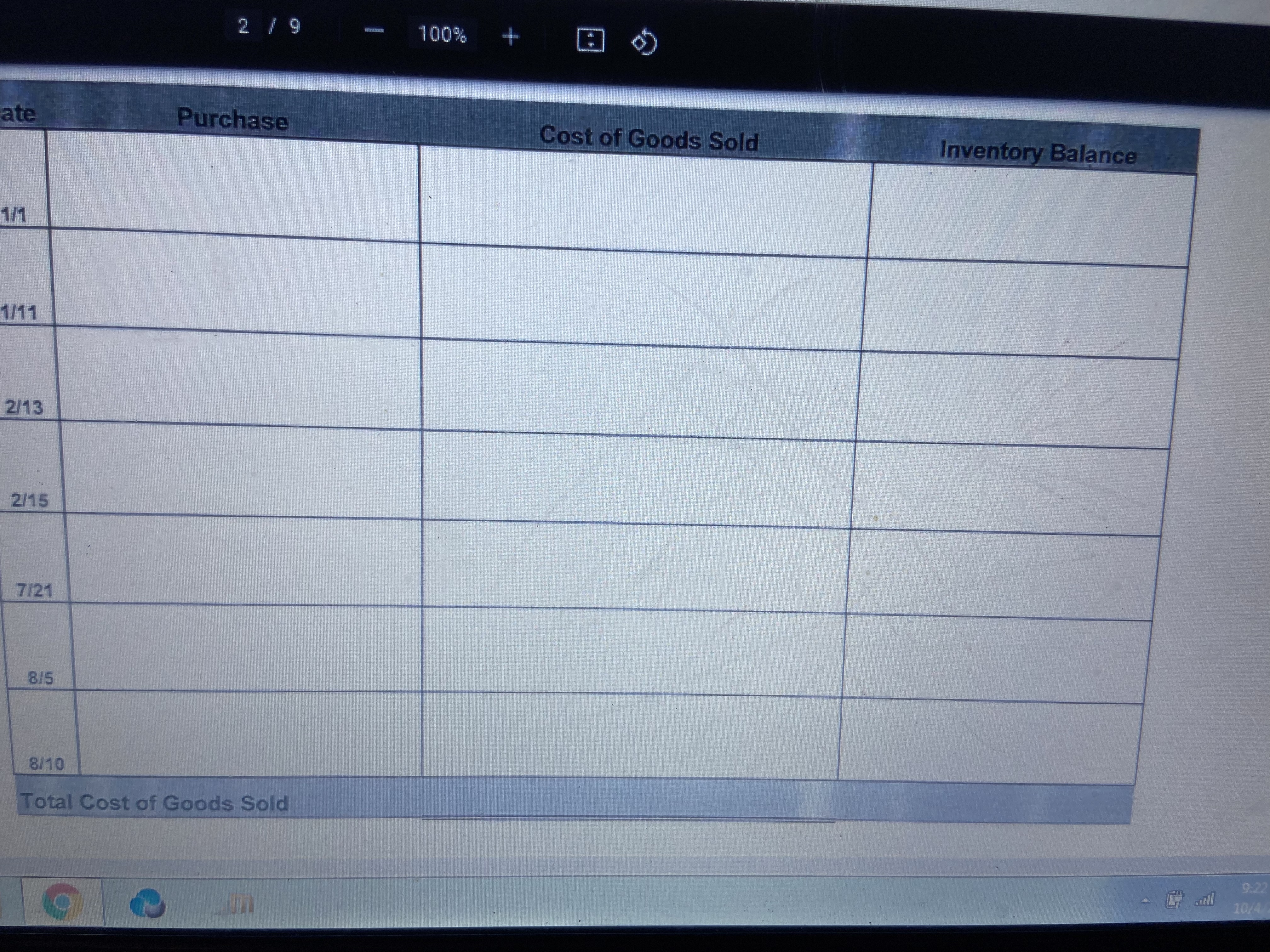 AC 111 Exam 2 Problem 1 (30 Points) Doe Co. had