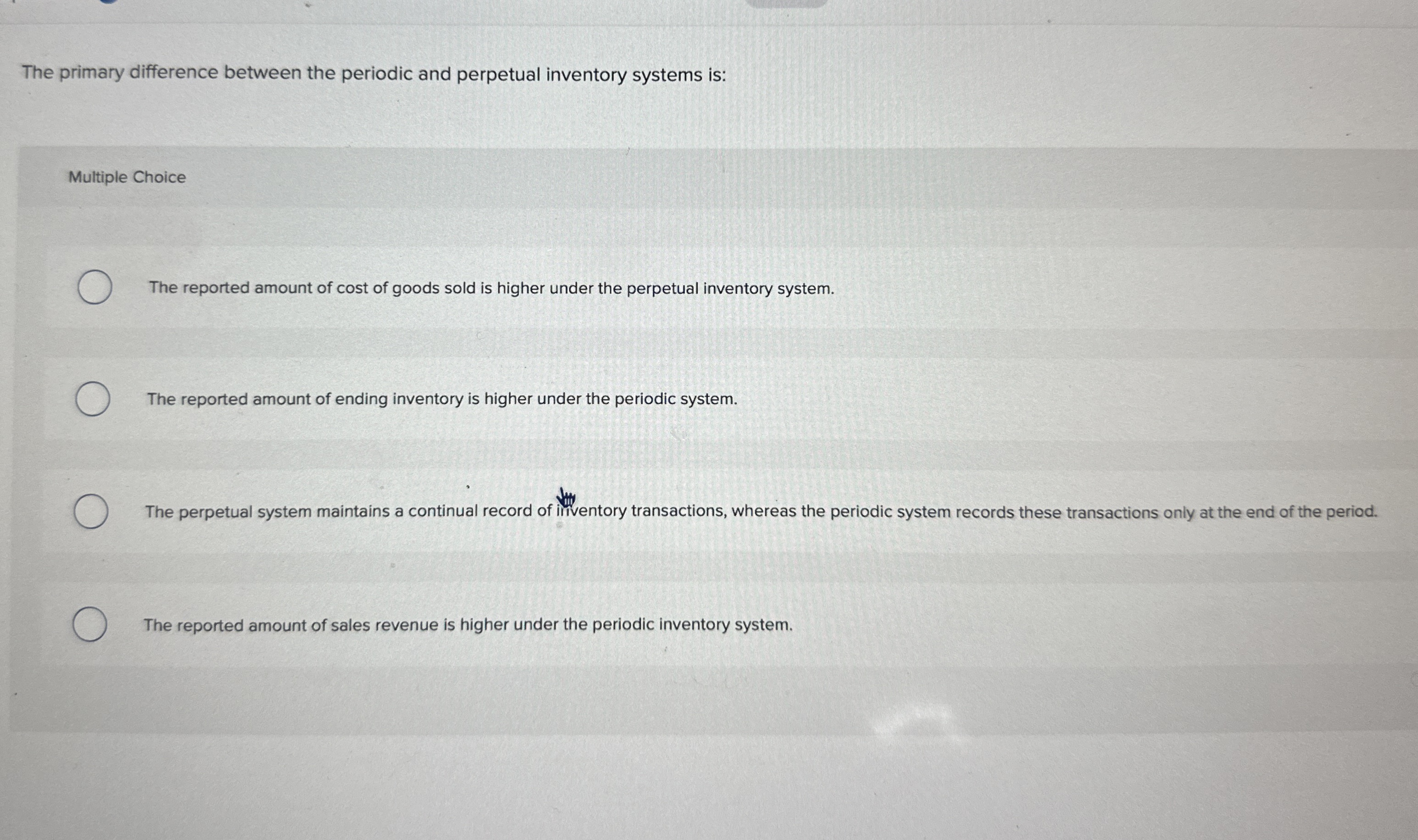 The primary difference between the periodic and