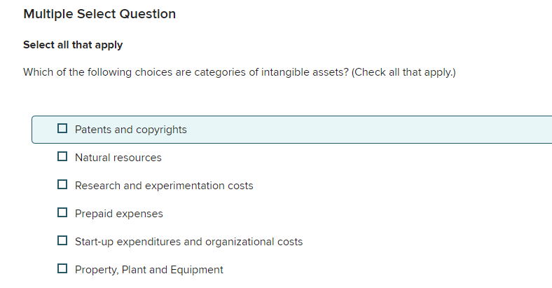 Multiple Select Question Select all that apply