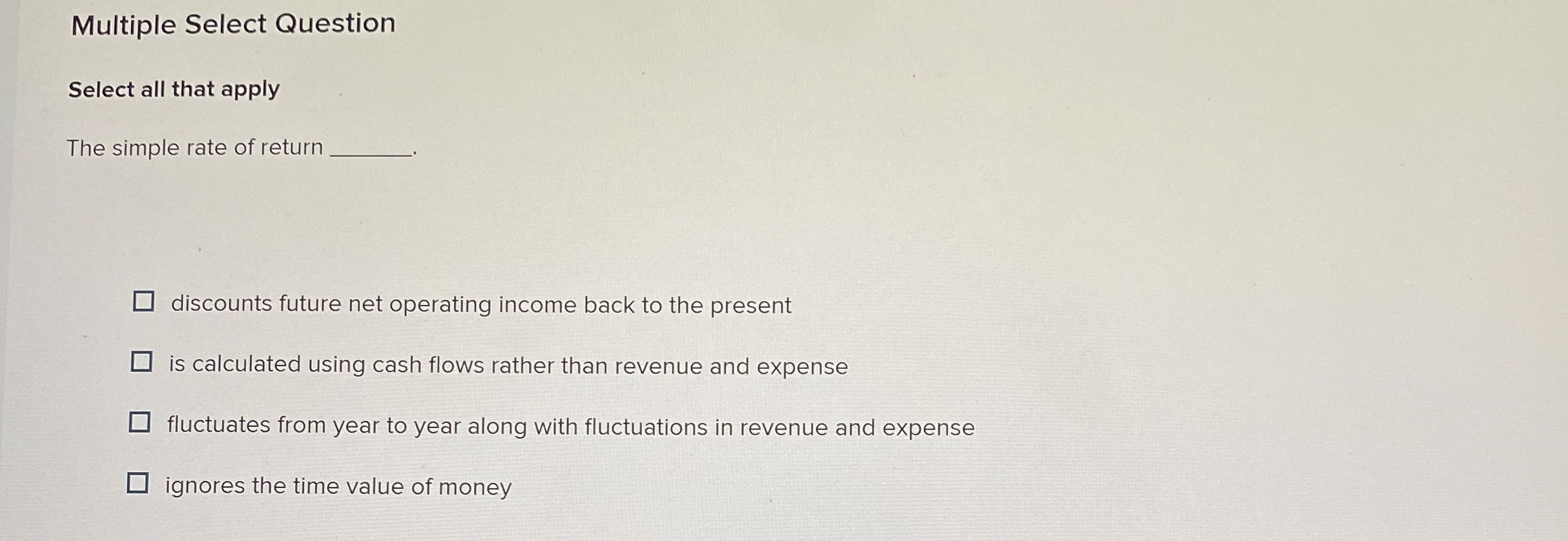 Multiple Select Question Select all that apply
