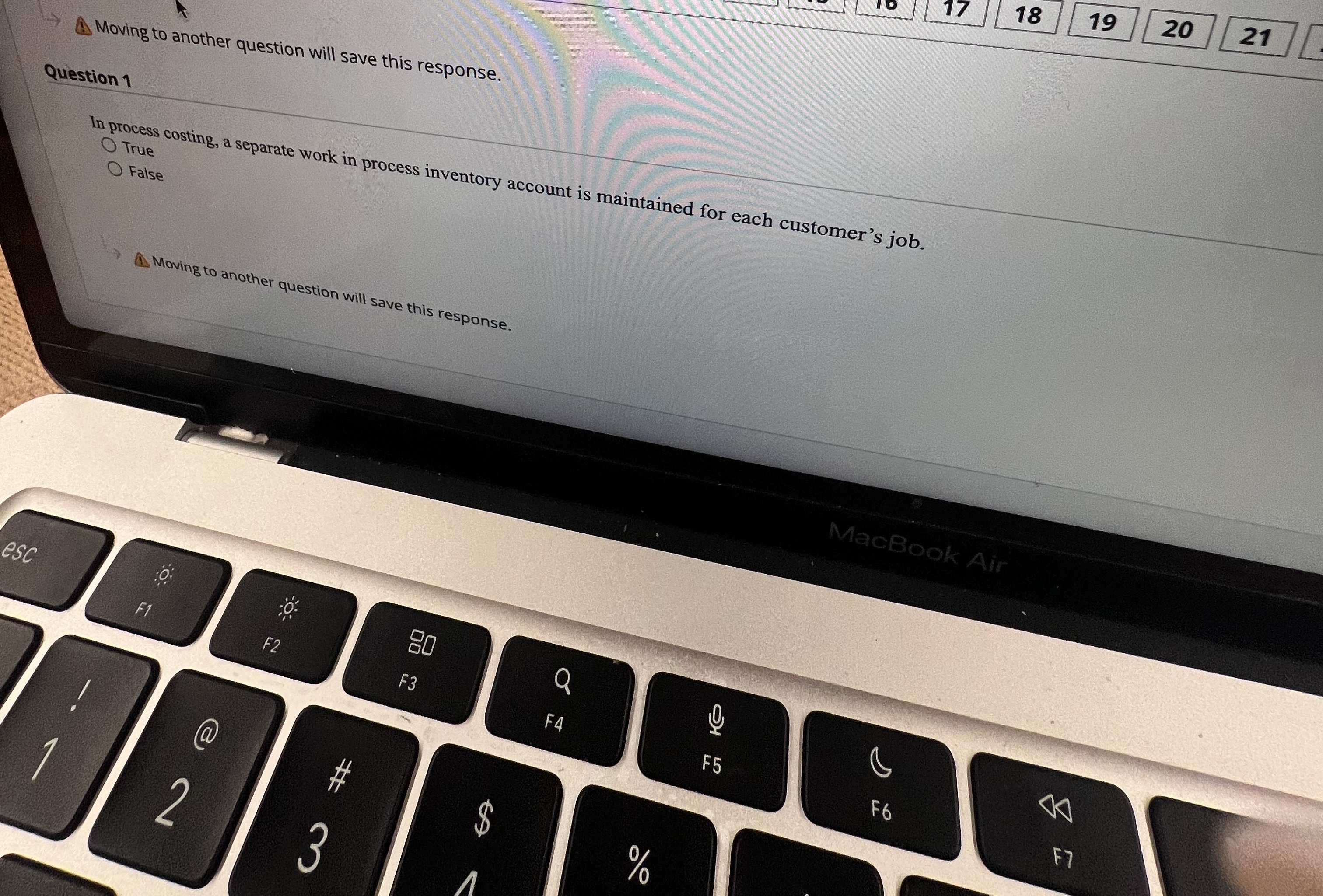 Moving to another question will save this