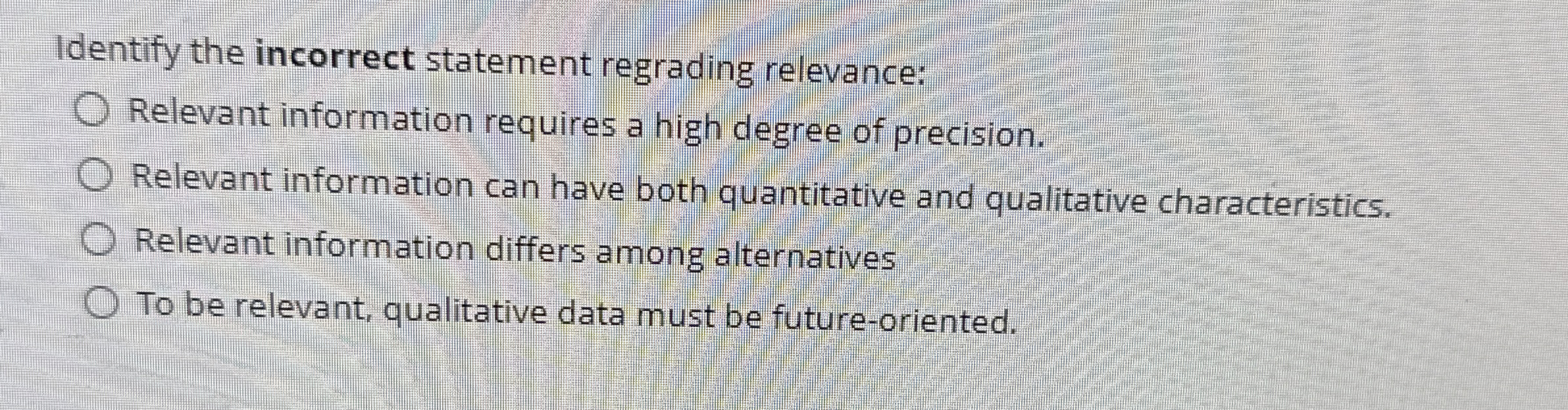 Identify the incorrect statement regrading