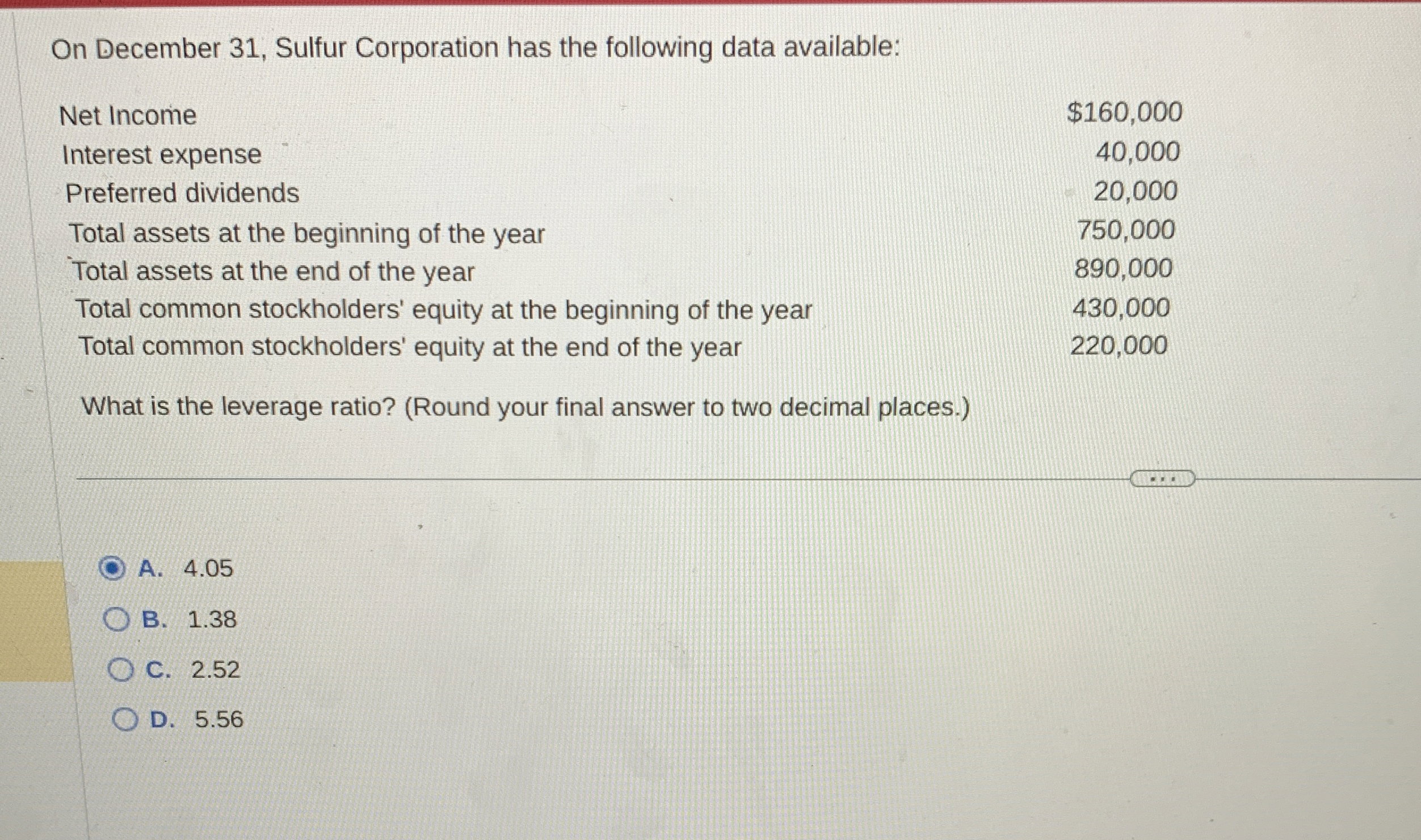 On December 3 1 , Sulfur Corporation has the
