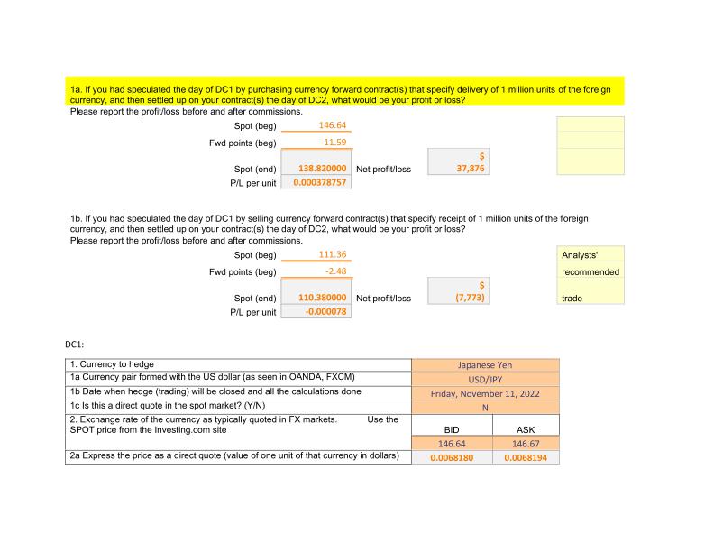 1b. If you had speculated the day of DC1 by