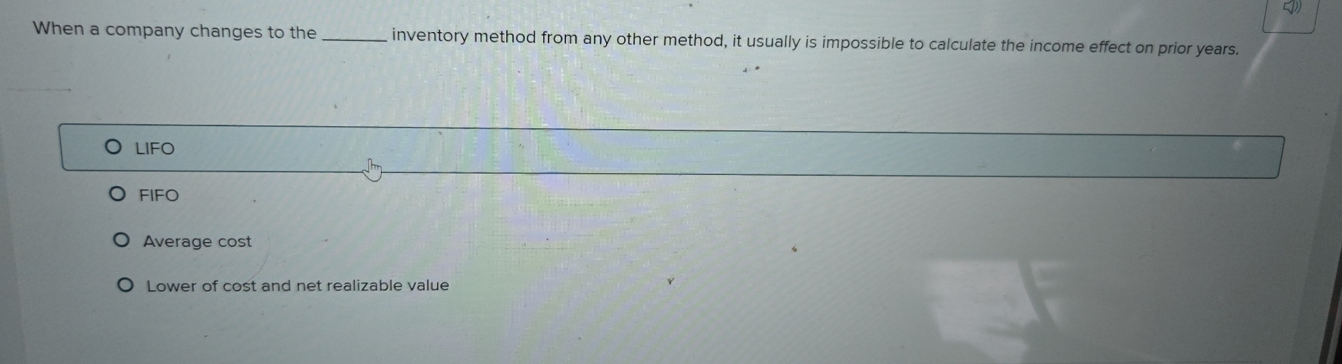 When a company changes to the inventory method