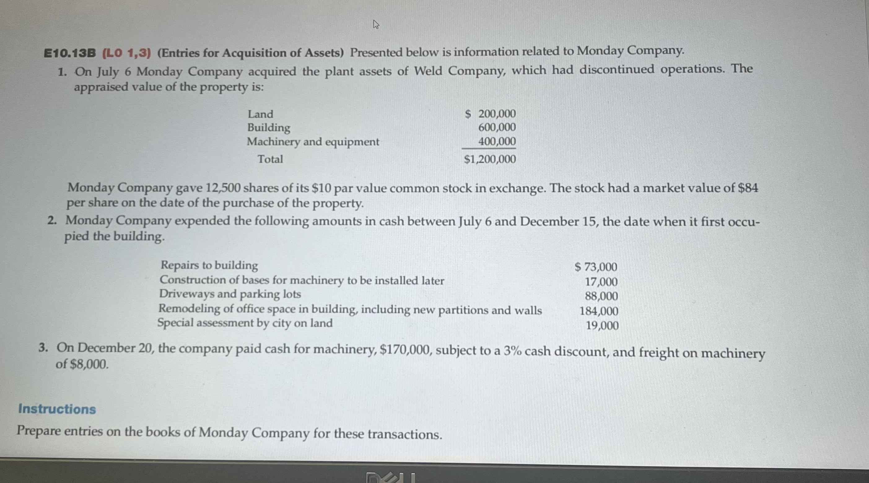 E 1 0 . 1 3 B ( LO 1 , 3 ) ( Entries for
