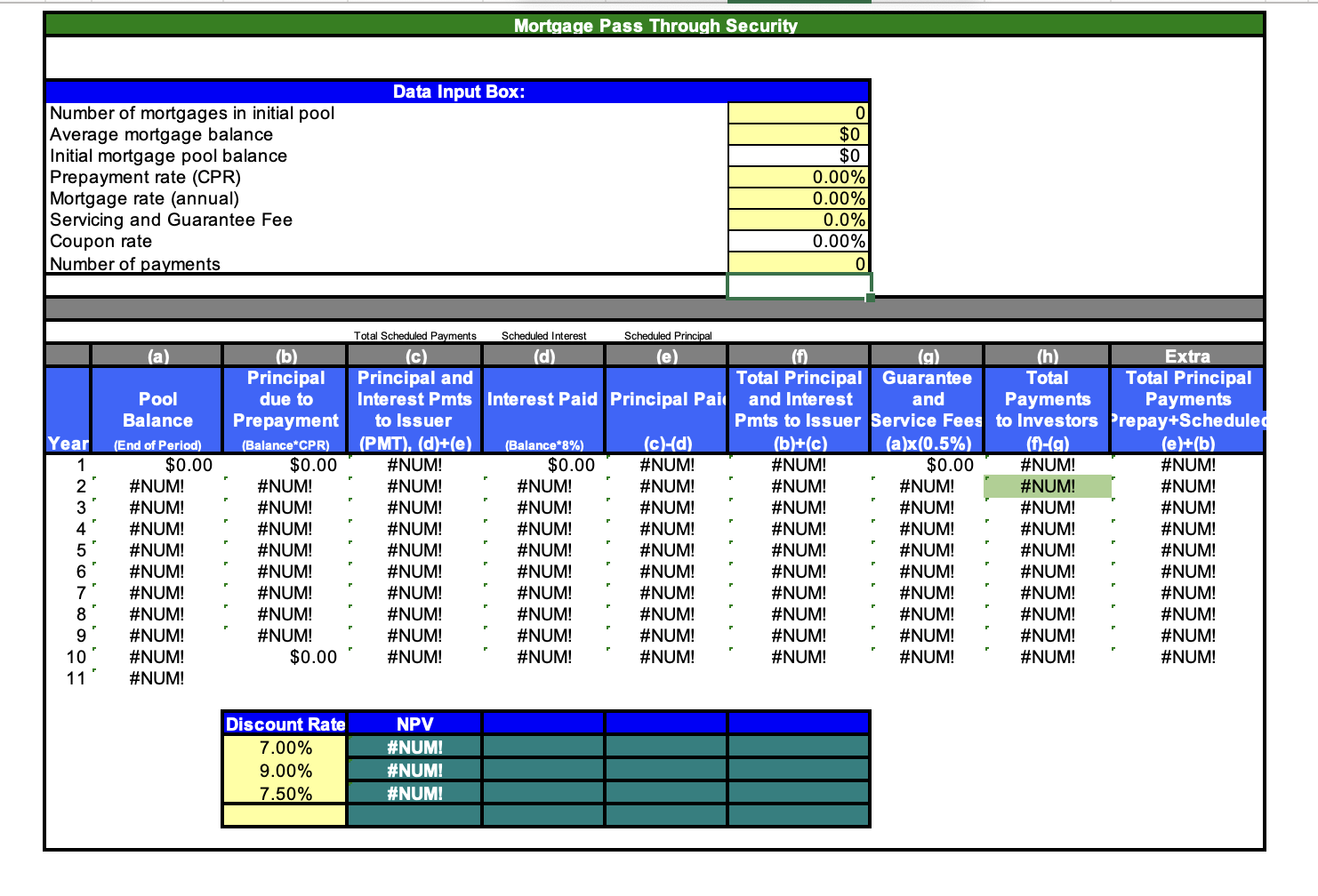 Question 1 Given the following information on a
